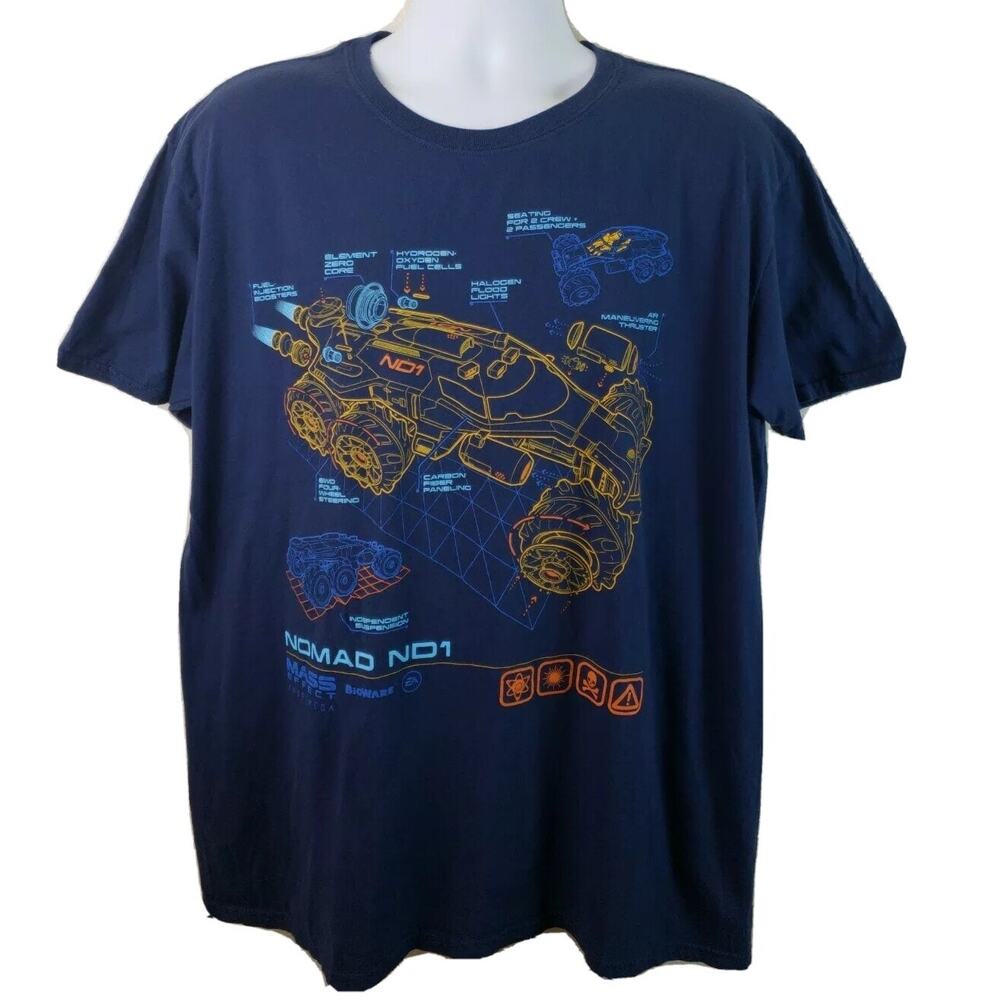 Official Mass Effect Andromeda Scifi Navy Blue T-shirt Size XL bioware EA